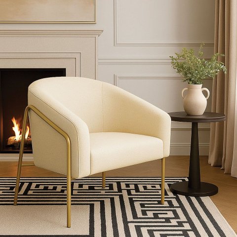 Poltrona Sala Industrial Alta Dourado Stella Linho D03 - D’Rossi
