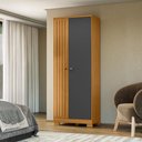 Ver imagem 1 de Guarda-Roupa Solteiro com 2 Portas e Chave 70,5cm Multimóveis CR35679 Madeirado/Cinza