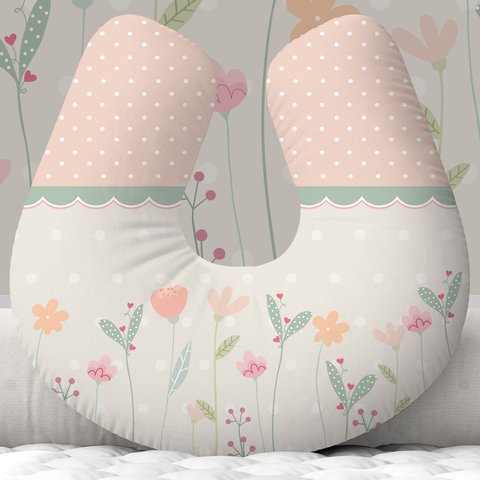 Almofada de Amamentação Travesseiro Flores Delicadas Menina