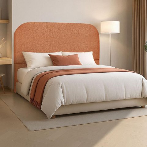 Cabeceira Cama Box Casal 160 Cm Estofada Revestida em Bouclé Orgânica