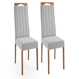 Conjunto de 2 Cadeiras Grécia - Madeira Maciça e Estofamento em Linho - Madetal Móveis - 1