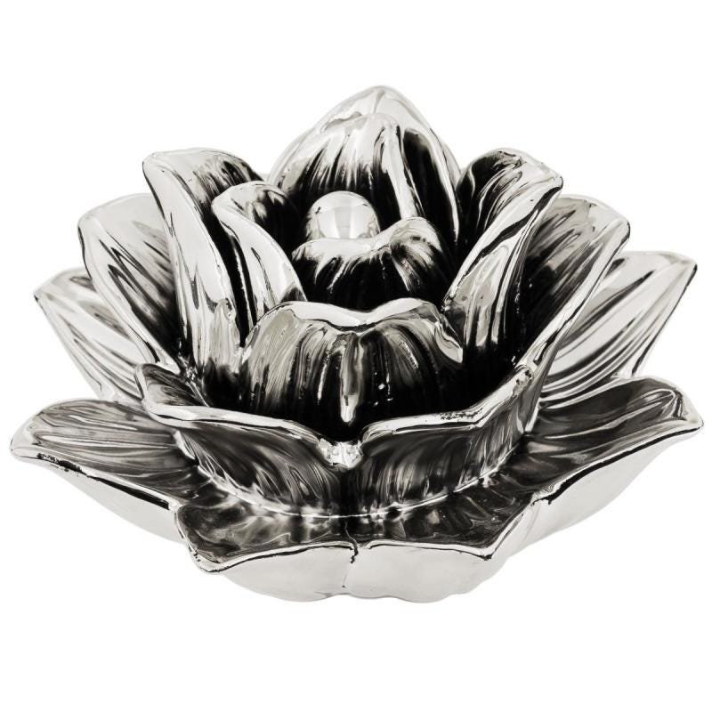 Flor Prata Em Cerâmica