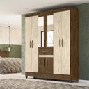 Ver imagem 2 de Guarda Roupa 8 Portas com Espelho Portugal Castanho Wood Avelã Wood 835831 Moval