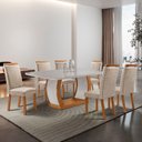 Ver imagem 2 de Mesa de Jantar Milena 180cm Tampo MDF Vidro Canto Copo com 6 Cadeiras Aline