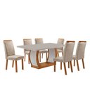 Ver imagem 1 de Mesa de Jantar Milena 180cm Tampo MDF Vidro Canto Copo com 6 Cadeiras Aline