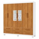 Ver imagem 2 de Guarda-roupa Solteiro Denver 6 Portas 6 Gavetas com Espelho 22121 Branco/cinamomo - Carioca Móveis