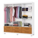 Ver imagem 3 de Guarda-roupa Solteiro Denver 6 Portas 6 Gavetas com Espelho 22121 Branco/cinamomo - Carioca Móveis
