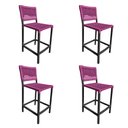 Ver imagem 1 de Kit 4 Banquetas França em Corda Náutica e Base em Alumínio Preta para Área Gourmet Rosa