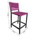Ver imagem 3 de Kit 4 Banquetas França em Corda Náutica e Base em Alumínio Preta para Área Gourmet Rosa