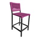 Ver imagem 2 de Kit 4 Banquetas França em Corda Náutica e Base em Alumínio Preta para Área Gourmet Rosa