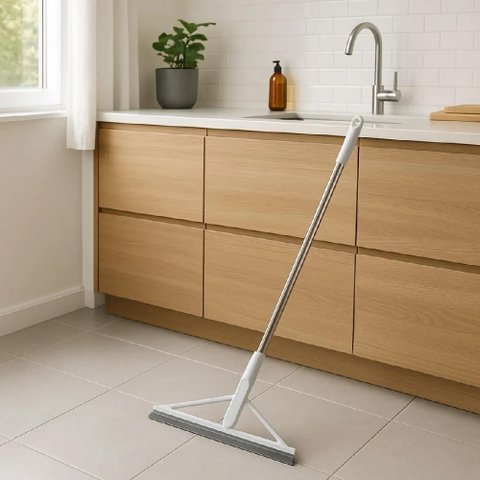 Rodo Silicone Vassoura Magica Mop Multiuso Cabo Inox Janela Vidros Pisos Balcao Box Puxa Agua Folha 