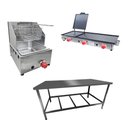Ver imagem 1 de Kit Lanchonete Mesa de Manipulação 120x55cm + Fritadeira a Gás 1 Cuba + Chapa a Gás 90cm