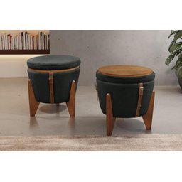 Puff Decorativo Flex Baú Mesa Múltiplas Funções Veludo Preto - 3