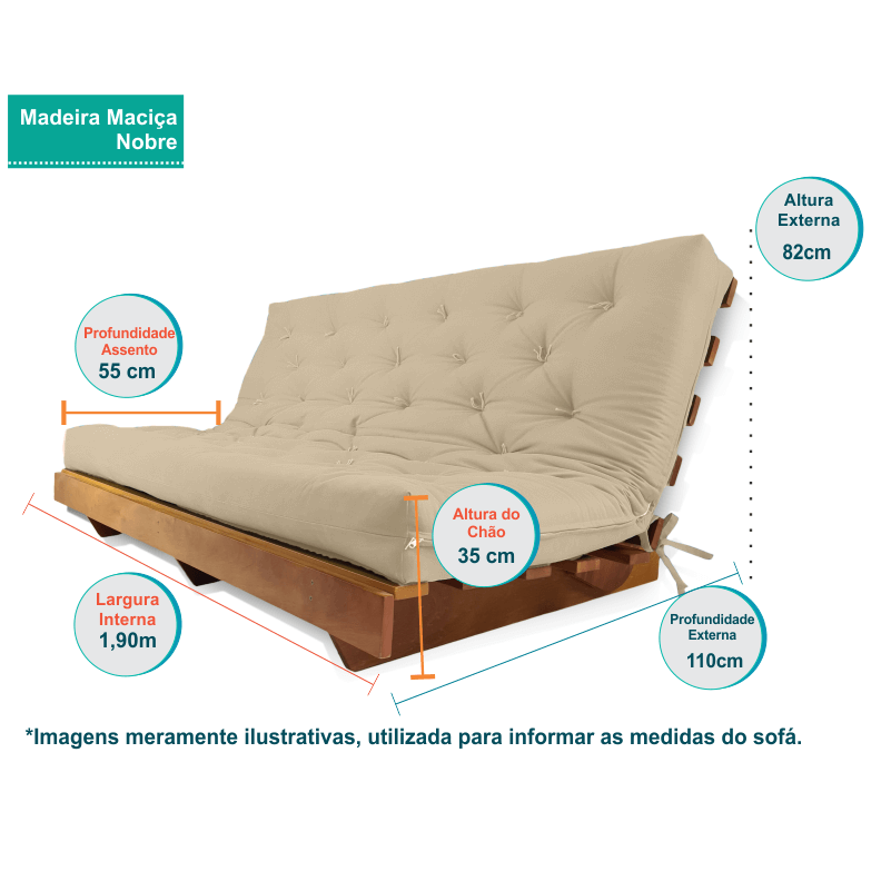 Sofá Cama Futon L Acquablock em Madeira Nobre Maciça - 4