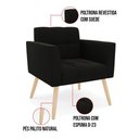 Ver imagem 4 de Kit 1 Sofá Namoradeira e 2 Poltronas Elisa Suede Preto Pés Palito - D'Rossi