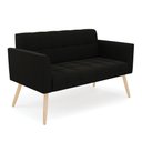Ver imagem 7 de Kit 1 Sofá Namoradeira e 2 Poltronas Elisa Suede Preto Pés Palito - D'Rossi