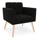 Ver imagem 6 de Kit 1 Sofá Namoradeira e 2 Poltronas Elisa Suede Preto Pés Palito - D'Rossi