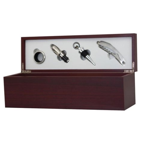 Porta Vinho Com 5 Peças Caixa Madeira