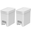 Ver imagem 1 de Kit 2 Lixeiras de Pedal com Aro Interno 6 Litros para Banheiro Polipropileno Trium Branco