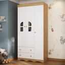 Ver imagem 1 de Guarda-roupa Infantil 92cm com Vidro 3 Portas e 2 Gavetas Liz Multimóveis Mp4513 Madeirado/branco