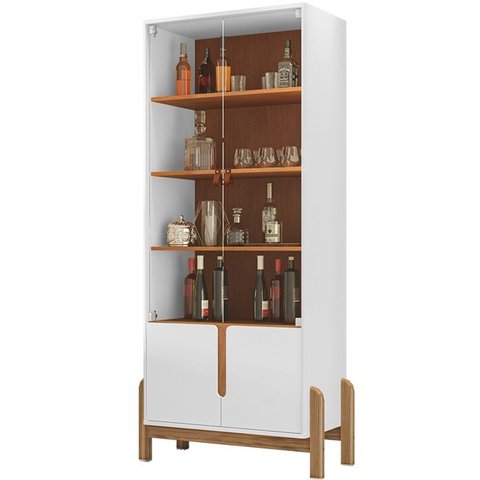 Cristaleira 4 Portas para Sala de Estar 50519 Branco Cedro Dcasa