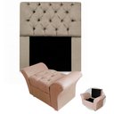 Ver imagem 1 de Kit Cabeceira Mirage + Calçadeira Baú Veneza Solteiro 100cm Suede - Ecotec Decor:Bege