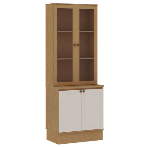 Cristaleira 2 Pts Vidro c/Rodapé Provence Cinamomo/Off White