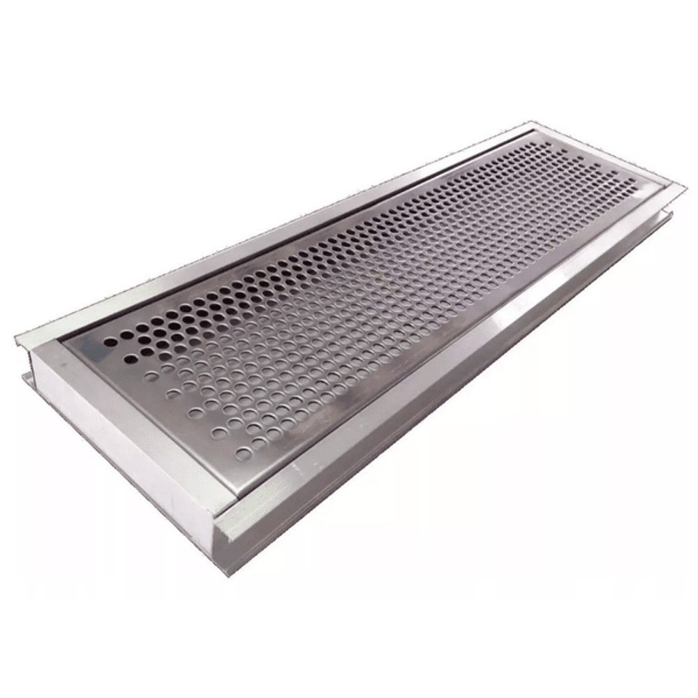 Ralo Linear Perfurado Inox Grelha 15x100 Prata Anti-Insetos - 1