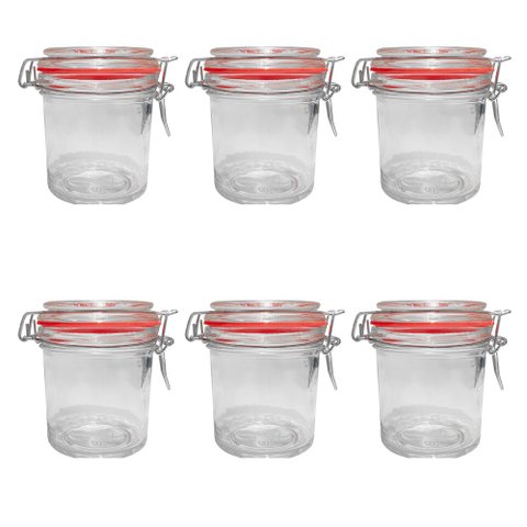 Kit 6 Potes Hermético Vidro Trava Metal 300ml Class Home