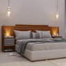 Cabeceira Expansível para Cama de Casal ou Queen Com Nicho e Led Bahamas - Ipê/Cinza- MiraRack M - 1