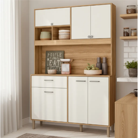 Kit Cozinha 6pts 1gav Erva Doce 120cm Freijó/off White Cod: 324.028