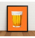 Ver imagem 1 de Quadro Copo de Cerveja Estilo Minimalista c/ Moldura e Vidro Preto