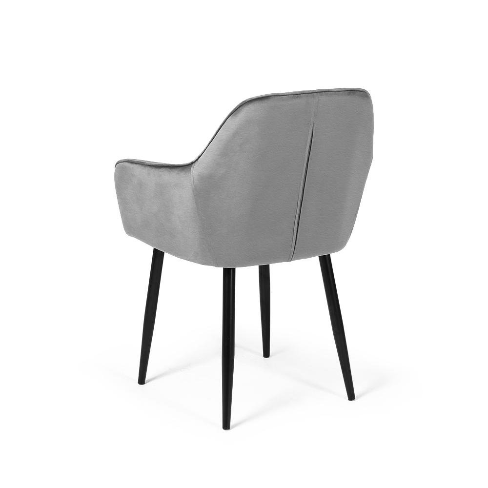 Cadeira Estofada Veludo Base Metal Barcelona - Cinza - 5
