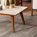 Ver imagem 2 de Mesa de Centro Decorativa Sala Retangular Pés Madeira Dubai:Off White/Freijó