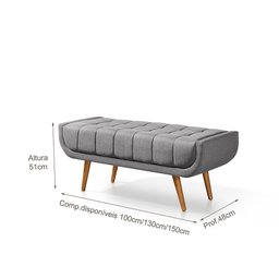 Recamier França 1,50M com Base Madeira Linho Sofatec - 3