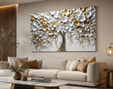 Ver imagem 1 de Quadro Decorativo Árvore Dourada Premium para Quarto de Casal 60x90