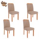 Ver imagem 4 de Conjunto de Mesa de Jantar Tampo de Vidro Off White Agata e 4 Cadeiras Paola Madeira Linho Bege e