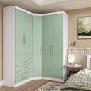 Ver imagem 2 de Guarda Roupas Modulado de Canto Diagonal 3 Peças com 5 Portas e 4 Gavetas Alpes Luciane Móveis