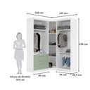 Ver imagem 4 de Guarda Roupas Modulado de Canto Diagonal 3 Peças com 5 Portas e 4 Gavetas Alpes Luciane Móveis