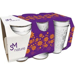 Jogo Copos Vidro Florido Nature Nadir 270ml Kit 6 Peças