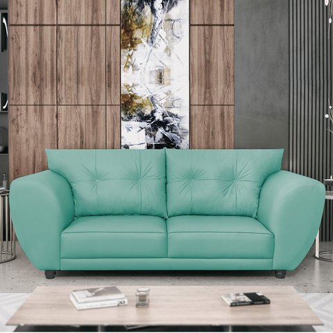 Sofá 2 Lugares Tulipa Suede Azul Tiffany - ADJ Decor