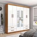 Ver imagem 1 de Guarda-Roupa Casal Medelin 6 Portas 4 Gavetas com Espelho Multimóveis CR35557 Cinamomo/Branco