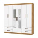 Ver imagem 2 de Guarda-Roupa Casal Medelin 6 Portas 4 Gavetas com Espelho Multimóveis CR35557 Cinamomo/Branco