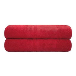 Kit 2 Toalhas de Banho Gigante Banhão Algodão Alta Absorção - Vermelho - 1