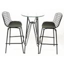 Ver imagem 1 de Jogo de Mesa Ísis Bistrô Eames Eiffel Altura 1,00 Metro Vidro 60cm e 2 Banquetas Bertoia Preta Tubul