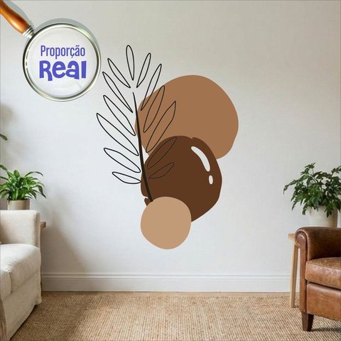 Adesivo Floral Boho Marrom Estilo Nórdico 130x90 Minimalista Mod.02