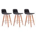 Ver imagem 1 de Kit 3 Banquetas Baixas Linea Aço Champanhe para Cozinha Balcao Ilha Gourmet Design - Preto Assento