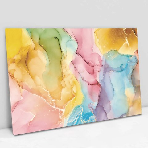 Quadro Decorativo em Canvas Abstrato Arco Íris TaColado Borda Infinita 120 x 80cm
