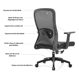 Cadeira de Escritório Diretor Elite - Preta - 10