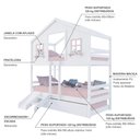 Ver imagem 4 de Treliche Casinha Dos Sonhos com Escada/ Escorregador Madeira Maciça Branco/ Rosa Housin